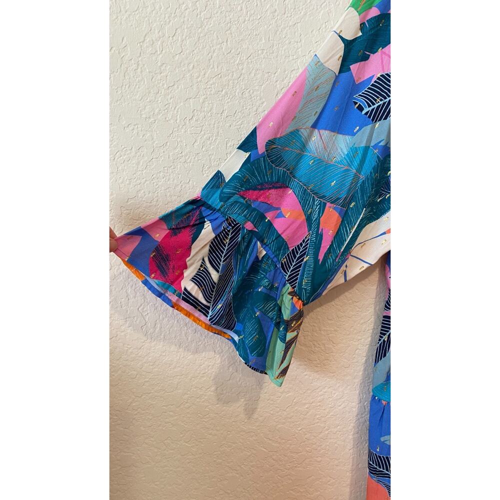 Susan Graver Shirt Dress Sz 4X Beach Cover Resort Vacay Embroidered Tropical NWT - Picture 2 of 11